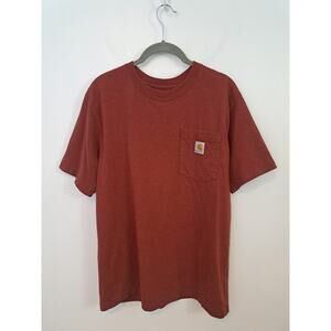 Carhartt Men's Maroon Original Fit Pocketed Graphic Print T-shirt Size M
